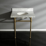 Templeton 30" x 22" Carrara Marble Vanity Top with Brass Console Legs