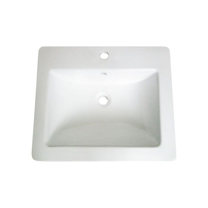Ledge - Rectangular Drop-In Bathroom Vanity Sink, 21-1/4" x 18" x 6-3/4" - White Porcelain