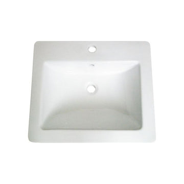 Ledge - Rectangular Drop-In Bathroom Vanity Sink, 21-1/4" x 18" x 6-3/4" - White Porcelain