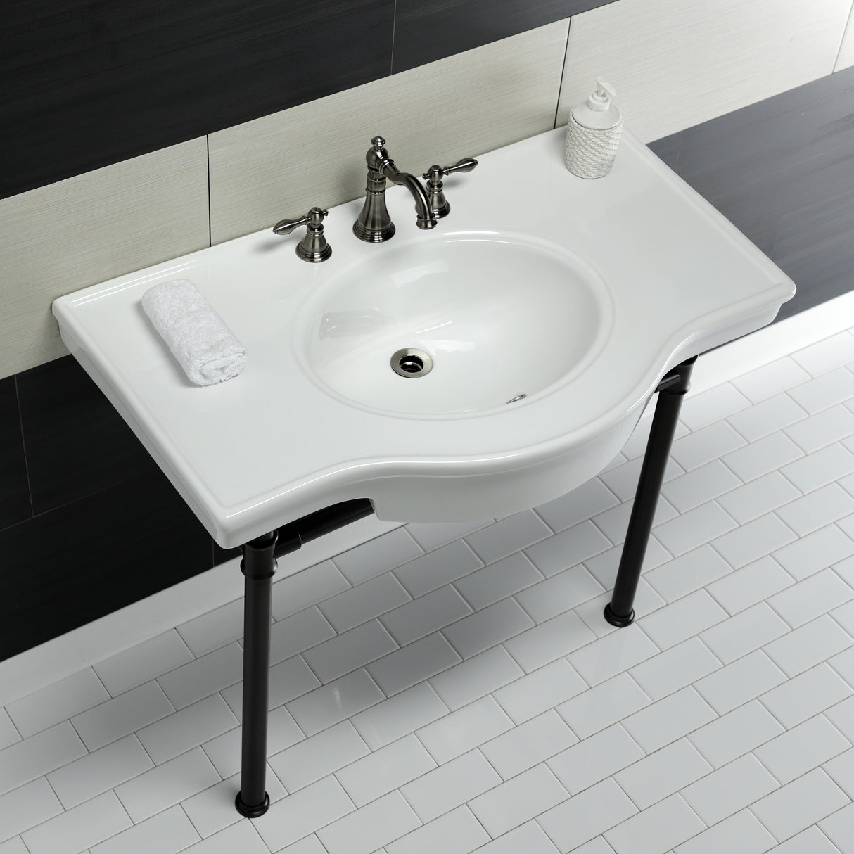 Templeton 37" x 22" Ceramic Console Sink with Stainless Steel Legs