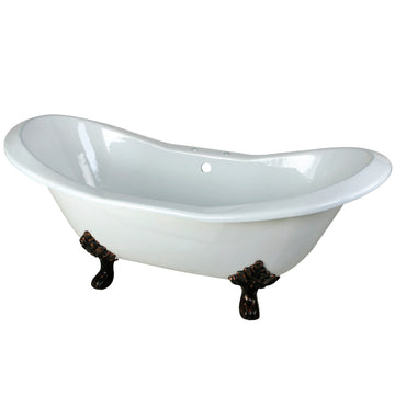 72-Inch Cast Iron Double Slipper Clawfoot Bathtub with 7-Inch Faucet Drillings