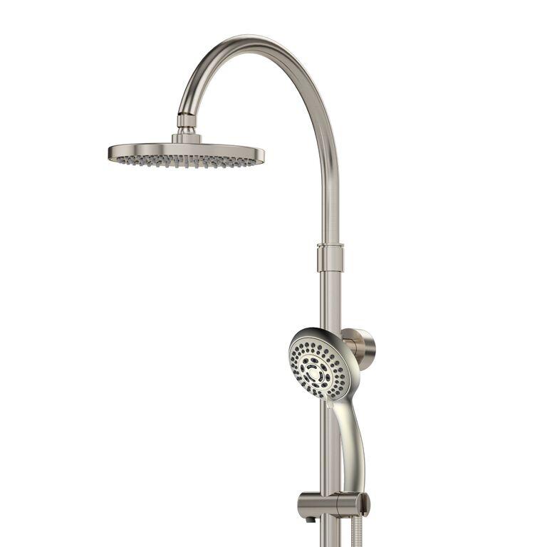 Riviera Chrome Finish Shower System W/ Multi Function Hand Shower - 8" Rain Showerhead - Adjustable - 3 Dual-Function Shower Jet System