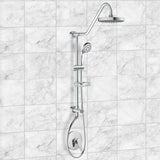 Rain Shower System W/ 8" Showerhead - Brass - Adjustable Brass Slider - Surface Mounted 5-Function Hand Shower