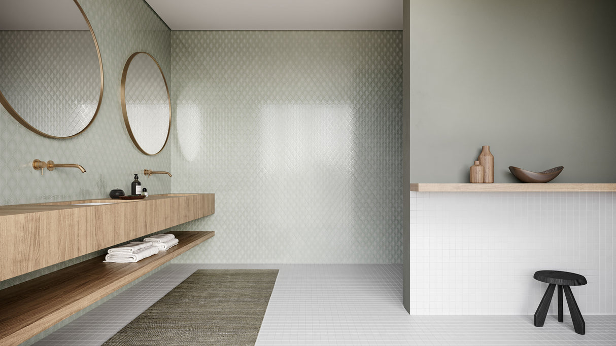 Scallop Soho Soft Sage Glossy Glazed Porcelain Mosaic