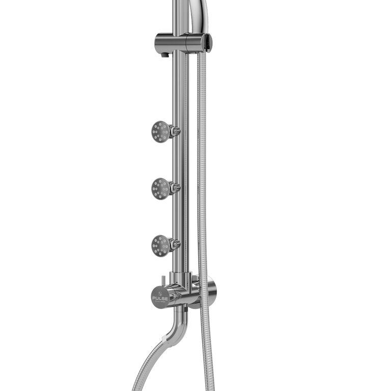 Riviera Chrome Finish Shower System W/ Multi Function Hand Shower - 8" Rain Showerhead - Adjustable - 3 Dual-Function Shower Jet System