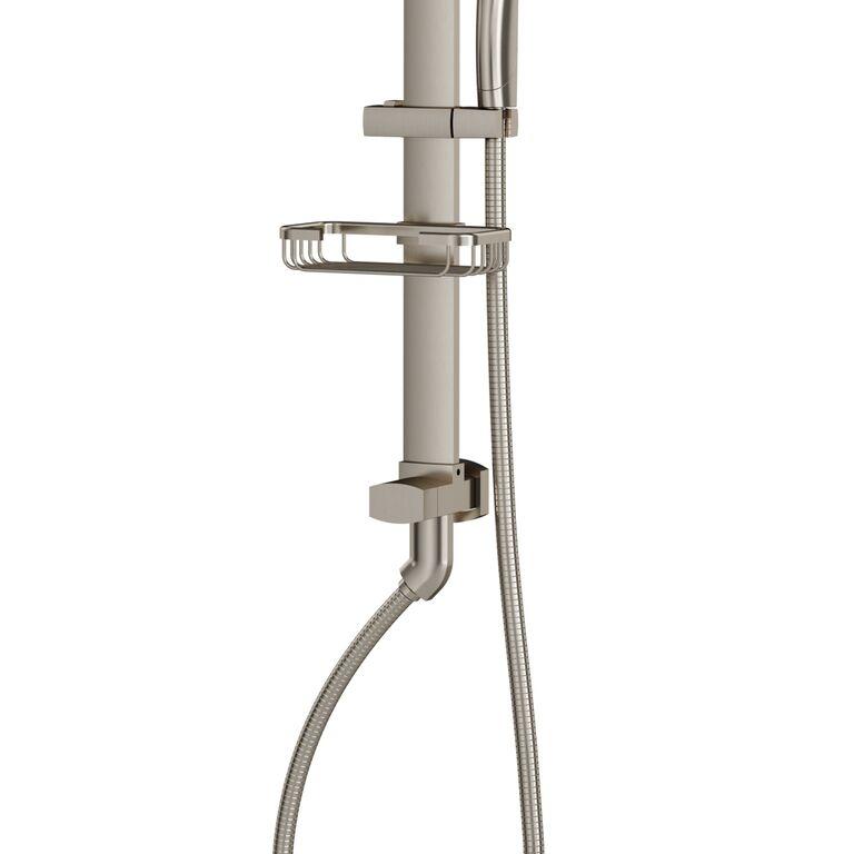 Polished Chrome Monaco Rain Shower System W/ 8" Square Showerhead - Surface Mounted - 59" Double-Interlocking