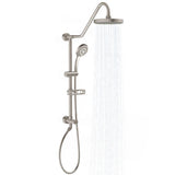 Rain Shower System W/ 8" Showerhead - Brass - Adjustable Brass Slider - Surface Mounted 5-Function Hand Shower