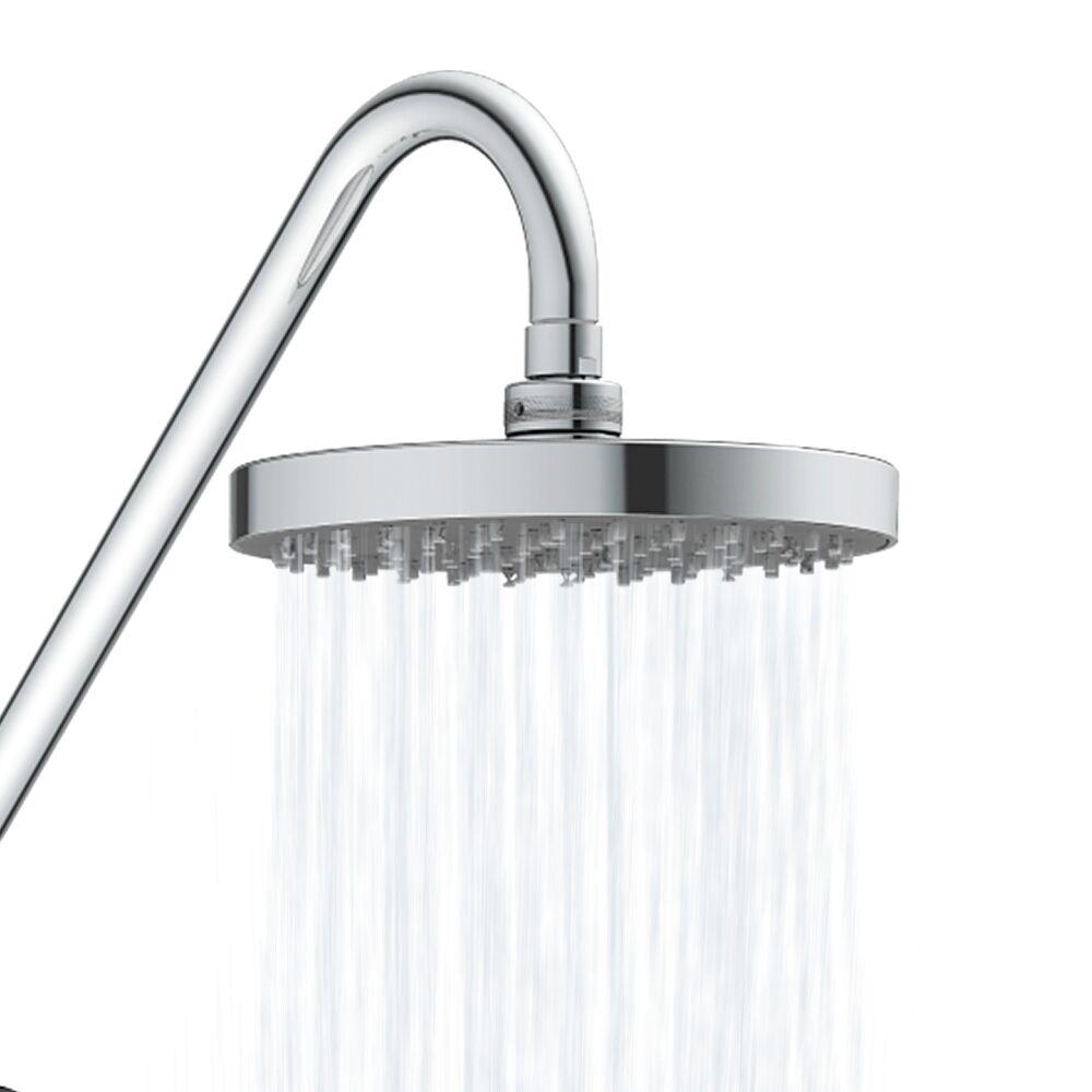 Rain Shower System W/ 8" Showerhead - Brass - Adjustable Brass Slider - Surface Mounted 5-Function Hand Shower