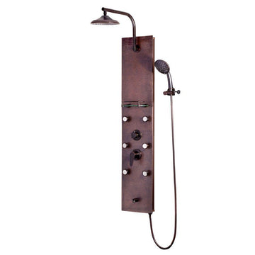Hammered Copper/Oil-Rubbed Bronze Sedona ShowerSpa Panel with 8" Rain Showerhead - cUPC Approved - Four-Way Diverter - 6 Body Spray Jets