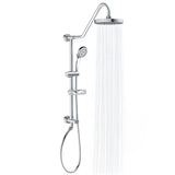 Rain Shower System W/ 8" Showerhead - Brass - Adjustable Brass Slider - Surface Mounted 5-Function Hand Shower