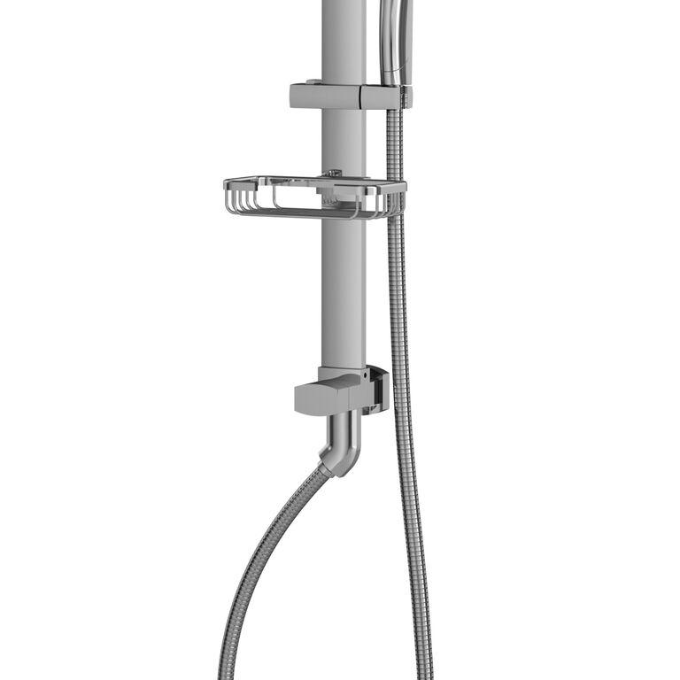 Polished Chrome Monaco Rain Shower System W/ 8" Square Showerhead - Surface Mounted - 59" Double-Interlocking