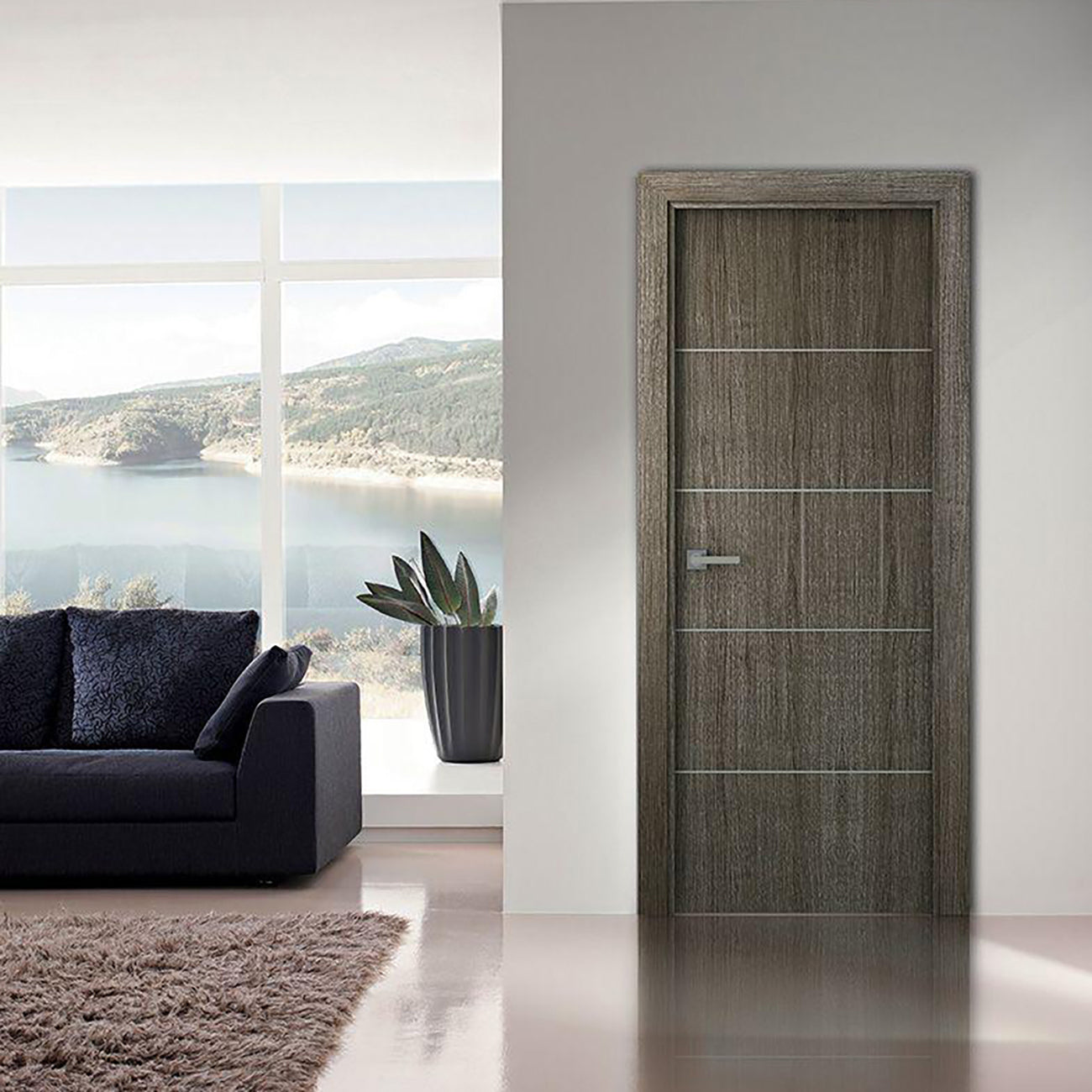 Palladio 4H Interior Door in Gray Oak Finish