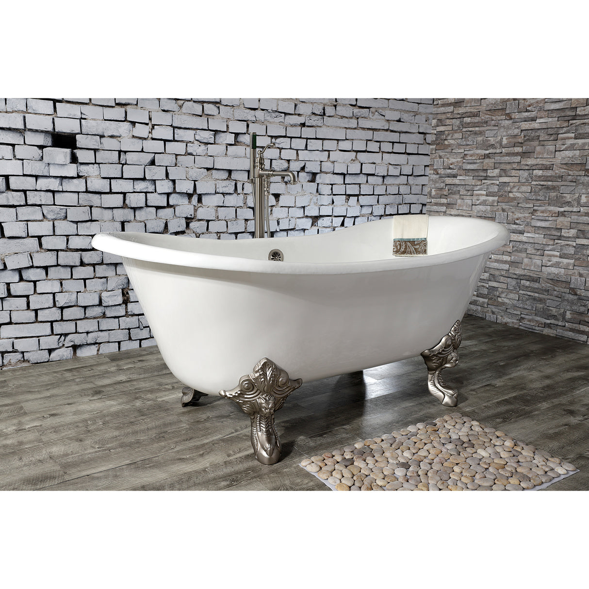 Cast Iron Double Slipper Clawfoot Tub (No Faucet Drillings)