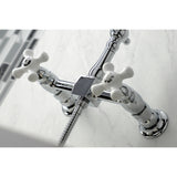 Heritage Wall Mount Bridge Kitchen Faucet W/ Brass Sprayer