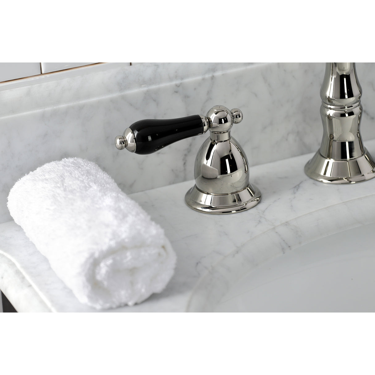 Widespread Bathroom Faucet w/ Brass Pop-Up