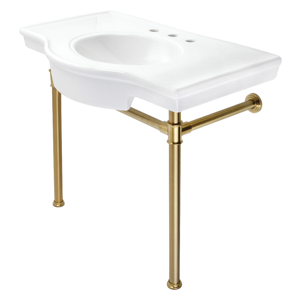 Templeton 37" x 22" Ceramic Console Sink with Stainless Steel Legs