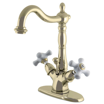 Heritage Two-handle Single Hole Deck Mount Bathroom Sink Faucet with Brass Pop Up & Cover Plate