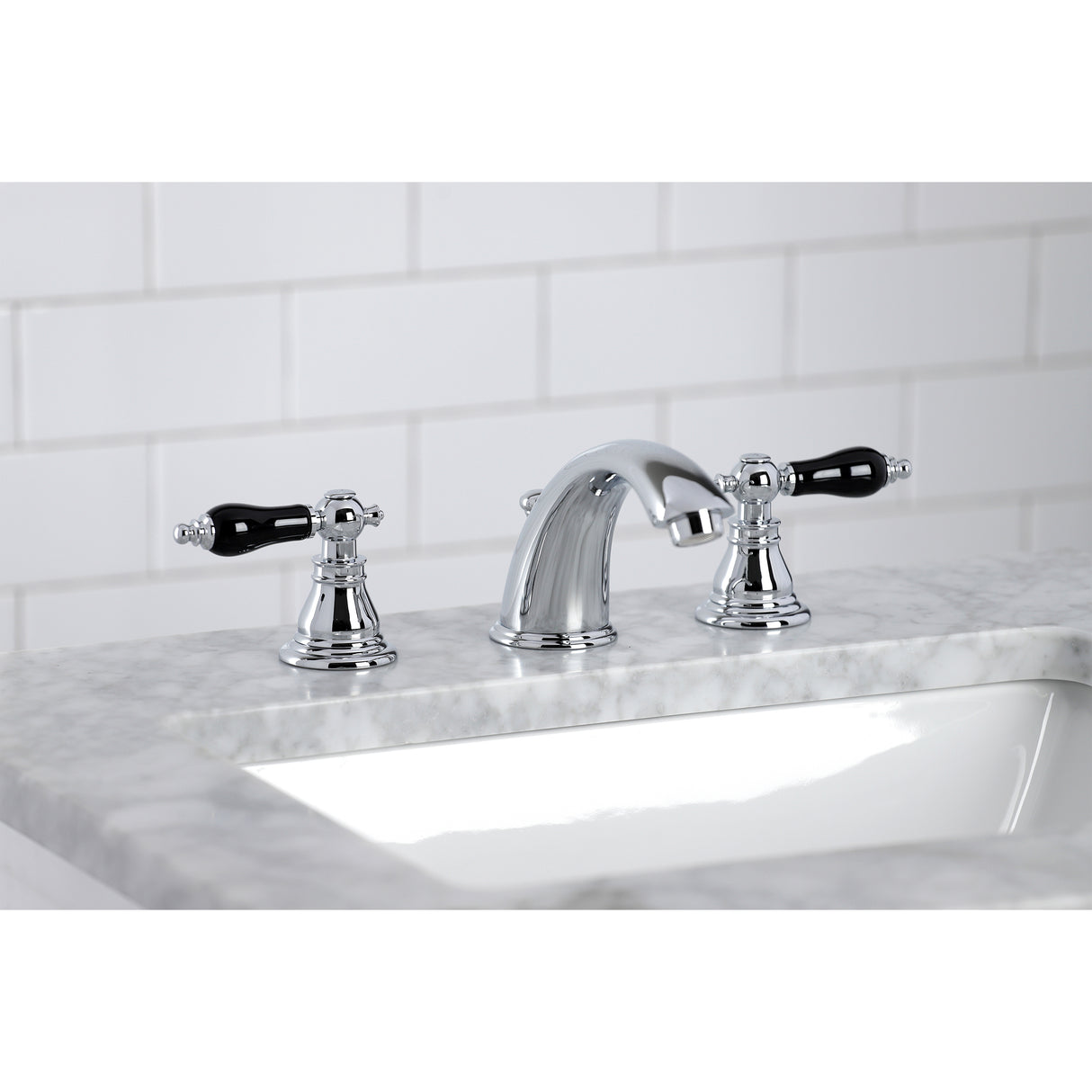 Widespread Bathroom Faucet with Plastic Pop-Up