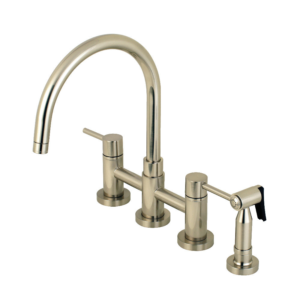 Concord Two Handle Bridge Kitchen Faucet With Brass Side Sprayer