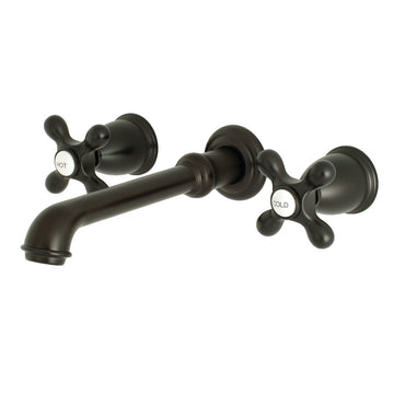English Country Wall Mount Two-handle 3-Hole Bathroom Sink Faucet