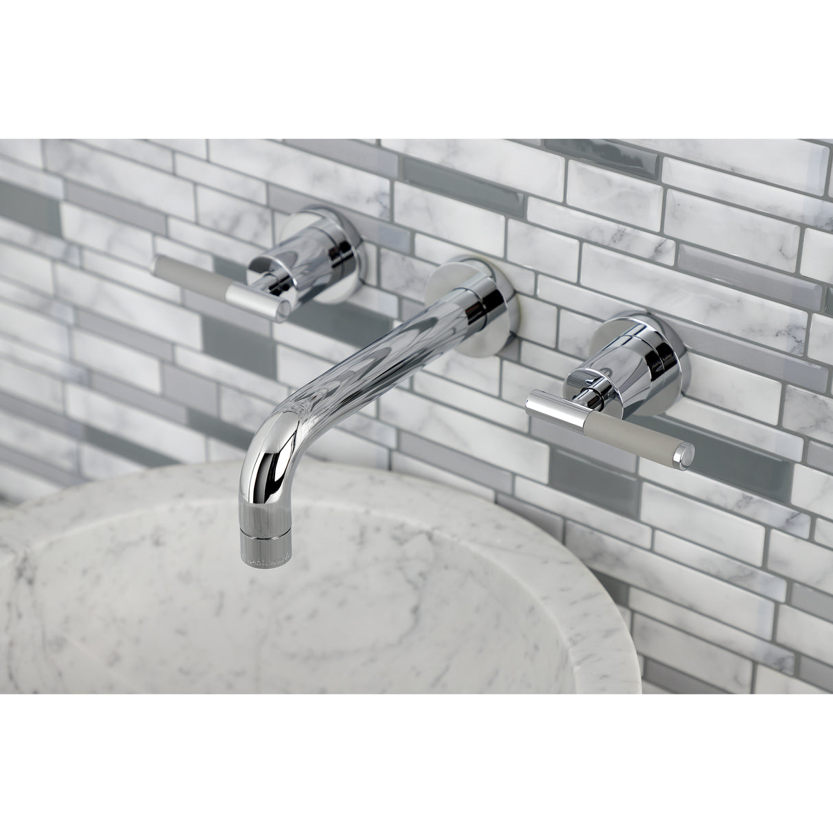 Kaiser Two Handle 3-hole Wall Mount Bathroom Sink Faucet