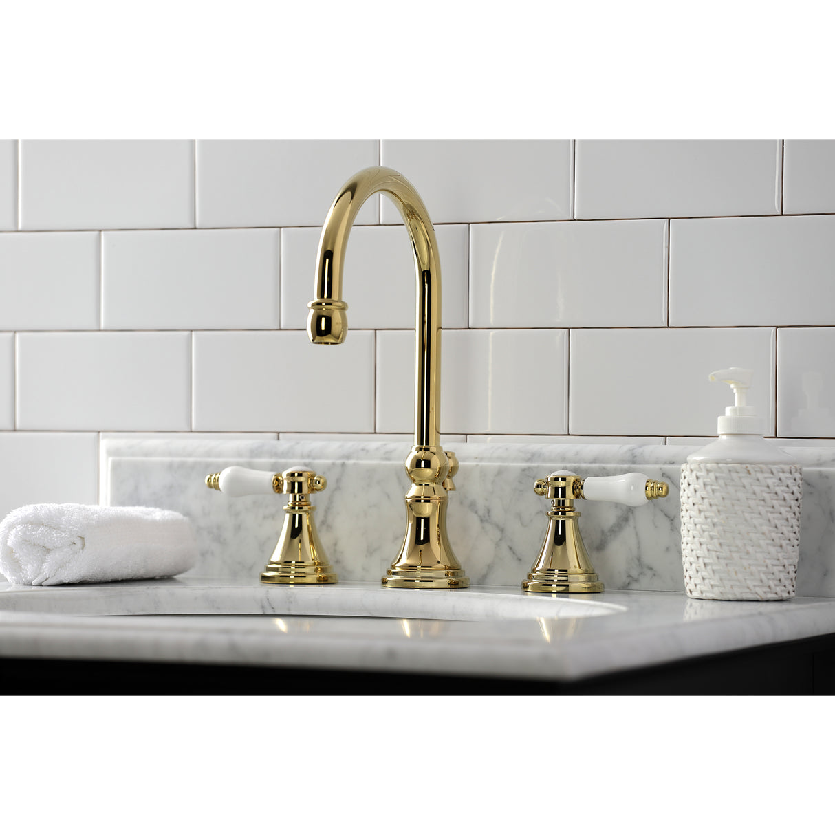 Bel Air Widespread Bathroom Faucet with Brass Pop Up - BUILDMYPLACE