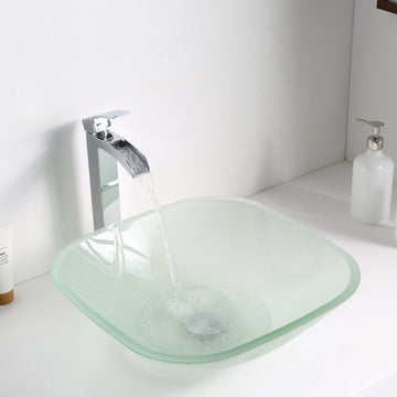 Glass Vessel Sink in Lustrous Frosted Finish - Victor Series Deco