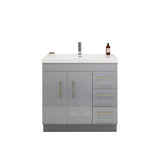 Everest Freestanding Bathroom Vanity with Acrylic Sink, Doors & Drawers