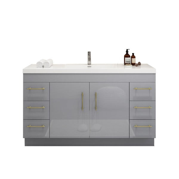 Everest Freestanding Bathroom Vanity with Acrylic Sink, Doors & Drawers