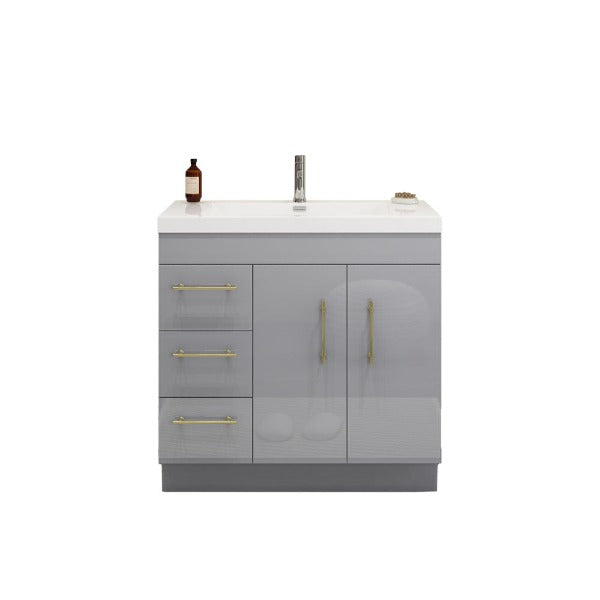 Everest Freestanding Bathroom Vanity with Acrylic Sink, Doors & Drawers