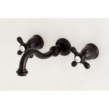 Vintage Two-handle 3-Hole Wall Mount Bathroom Faucet