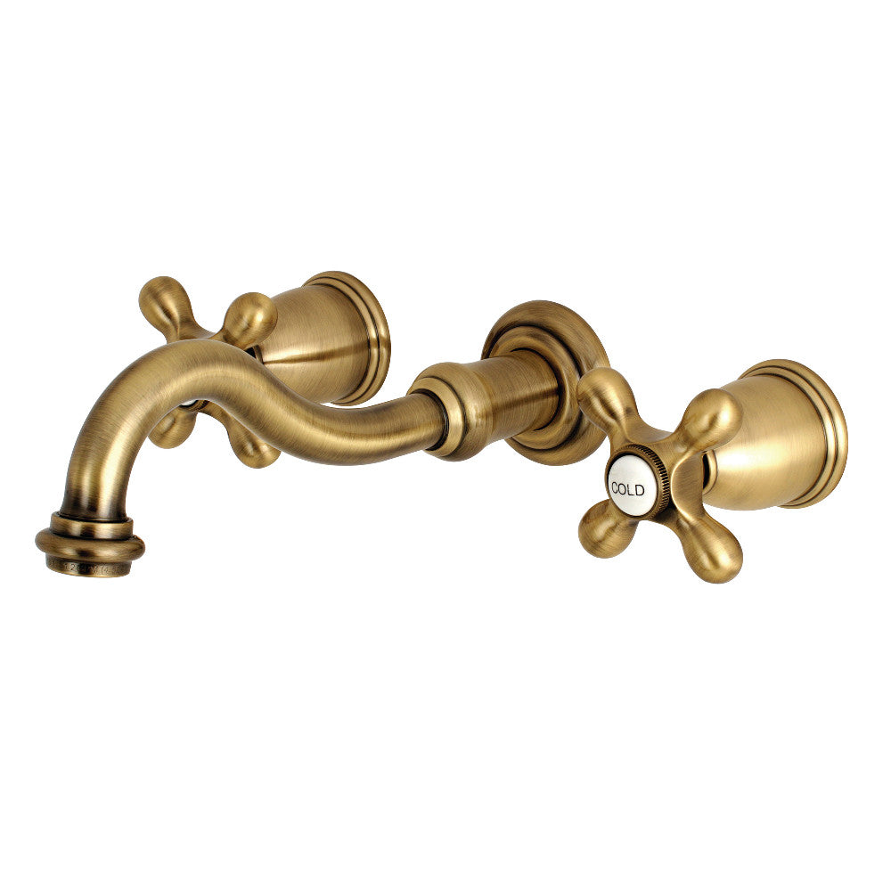 Vintage Two-handle 3-Hole Wall Mount Bathroom Faucet