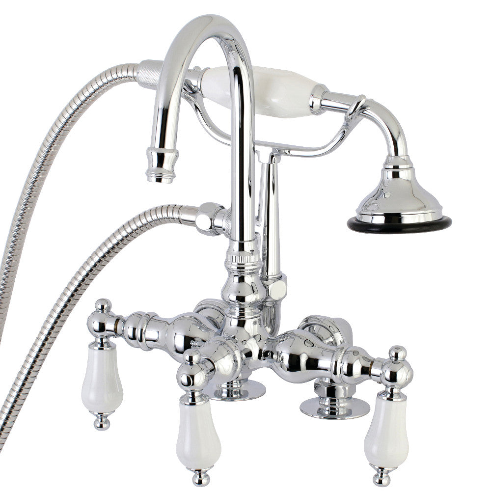 Aqua Vintage Clawfoot Tub Faucet W/ Hand Shower In 3.4" Center & Two Hole Intallation