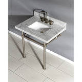 Templeton Vanity with Sink & Brass Feet Combo, 30" x 22", Carrara Marble