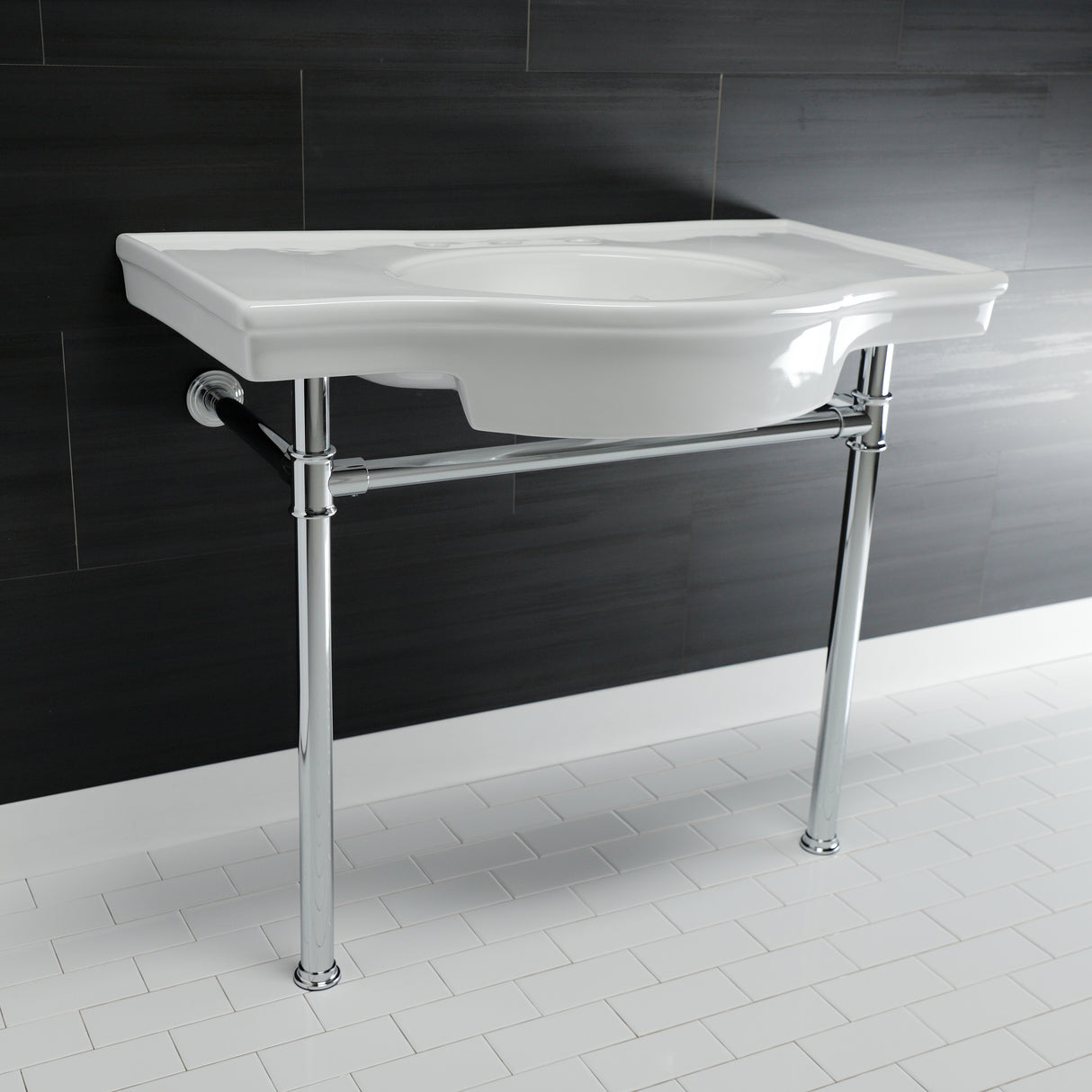 Templeton 37" x 22" Ceramic Console Sink with Stainless Steel Legs