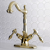 Tudor Two-handle Single Hole Deck Mount Bathroom Sink Faucet with Brass Pop Up and Cover Plate