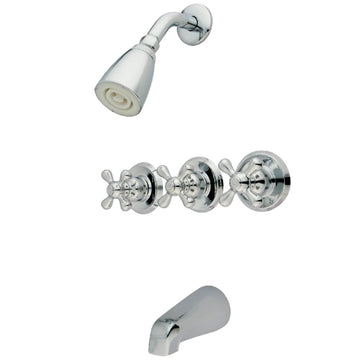 Tub and Shower Faucet With Three Cross Handle In 5" Spout Reach