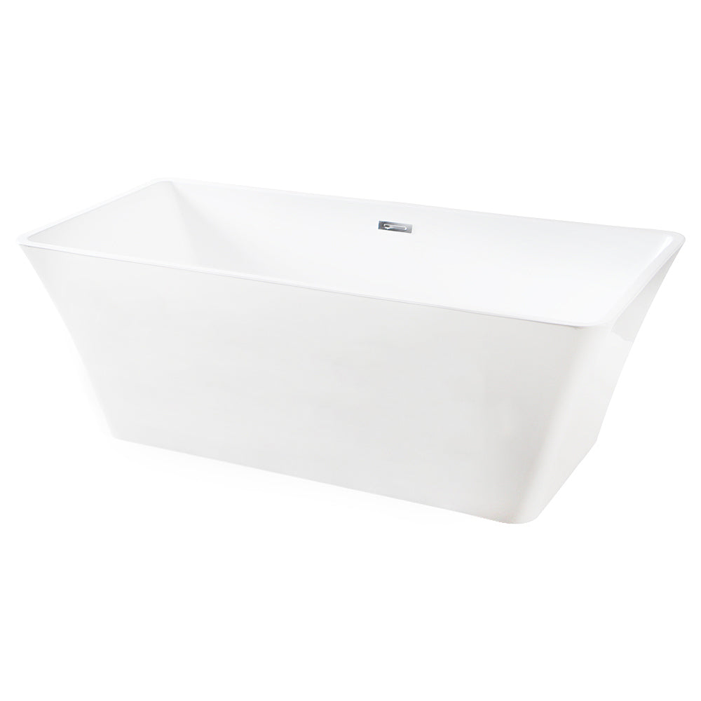 Acrylic Freestanding Tub with Drain, White - BUILDMYPLACE