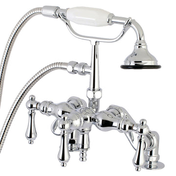 Auqa Vintage 3.4" Adjustable Deck Mount Tub Faucet With Hand Shower, Polished Chrome