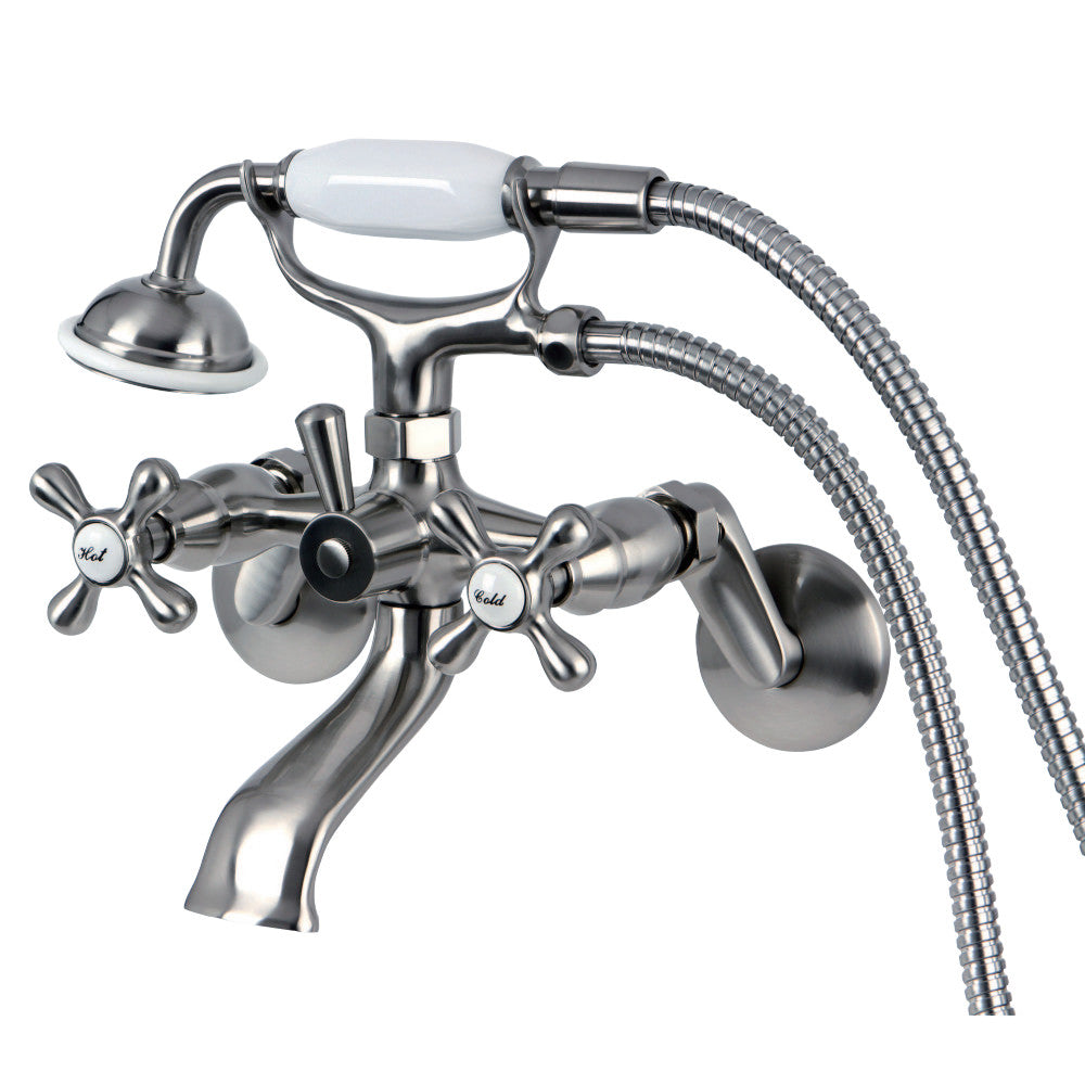 Wall Mount Clawfoot Tub Faucet With Hand Shower, Two Hole Installation