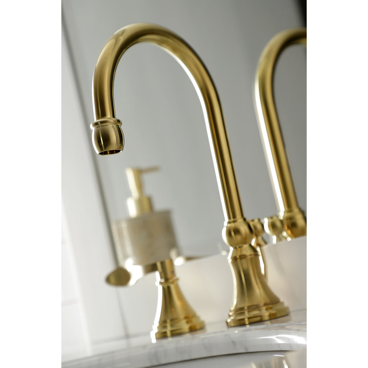 NuFrench Widespread Bathroom Faucet with Brass Pop-Up