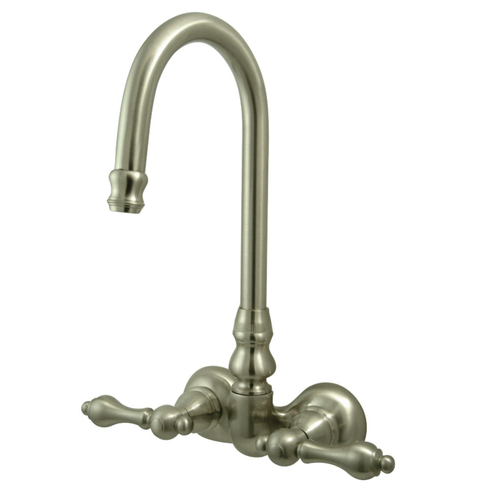 Vintage 3.4" Wall Mount Tub Faucet In 5.63" Spout Reach With Metal Lever Handles