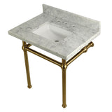 Templeton Vanity with Sink & Brass Feet Combo, 30" x 22", Carrara Marble