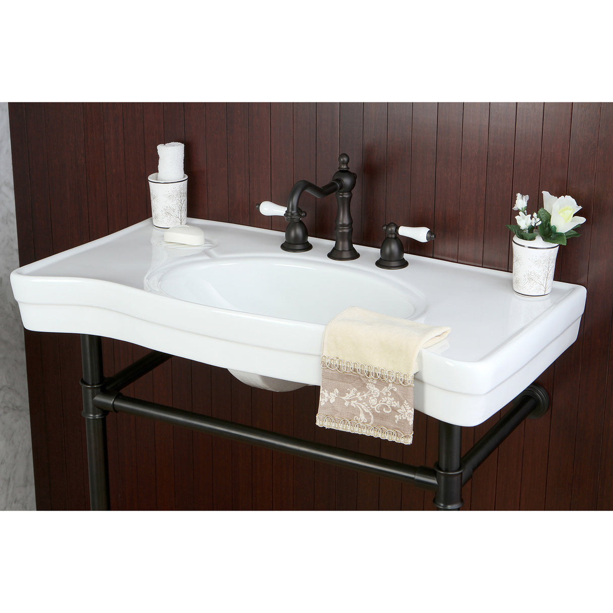 Imperial 36" x 19" Ceramic Console Sink with Stainless Steel Legs