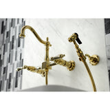 Heritage Traditional Wall Mount Bridge Kitchen Faucet with Brass Sprayer