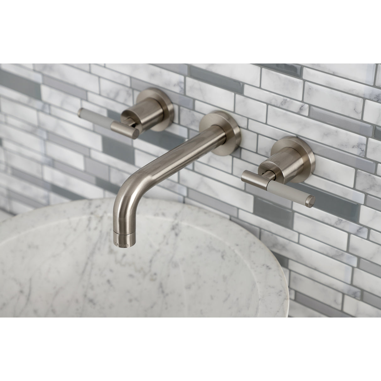 Kaiser Two Handle 3-hole Wall Mount Bathroom Sink Faucet