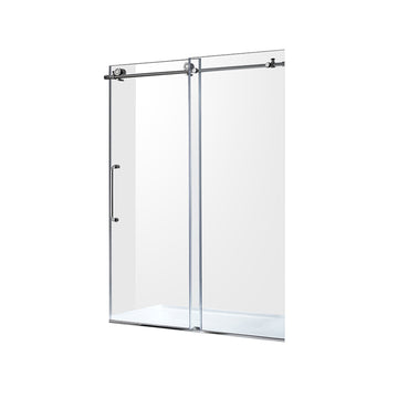 Leon Series 48 in. W x 76 in. H Adjustable Frameless Sliding Shower Door with Handle 10mm Clear Tempered Glass - Chrome