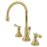 Heirloom Widespread Bathroom Faucet With Brass Pop Up