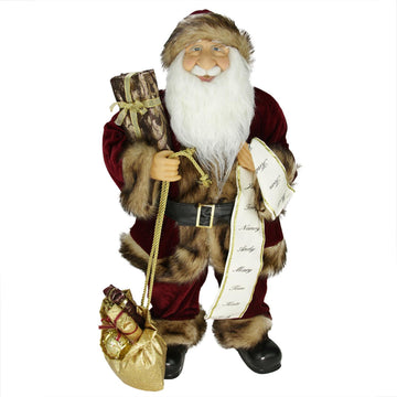 24" Woodland Standing Santa Claus Christmas Figure with Name List and Gift Bag