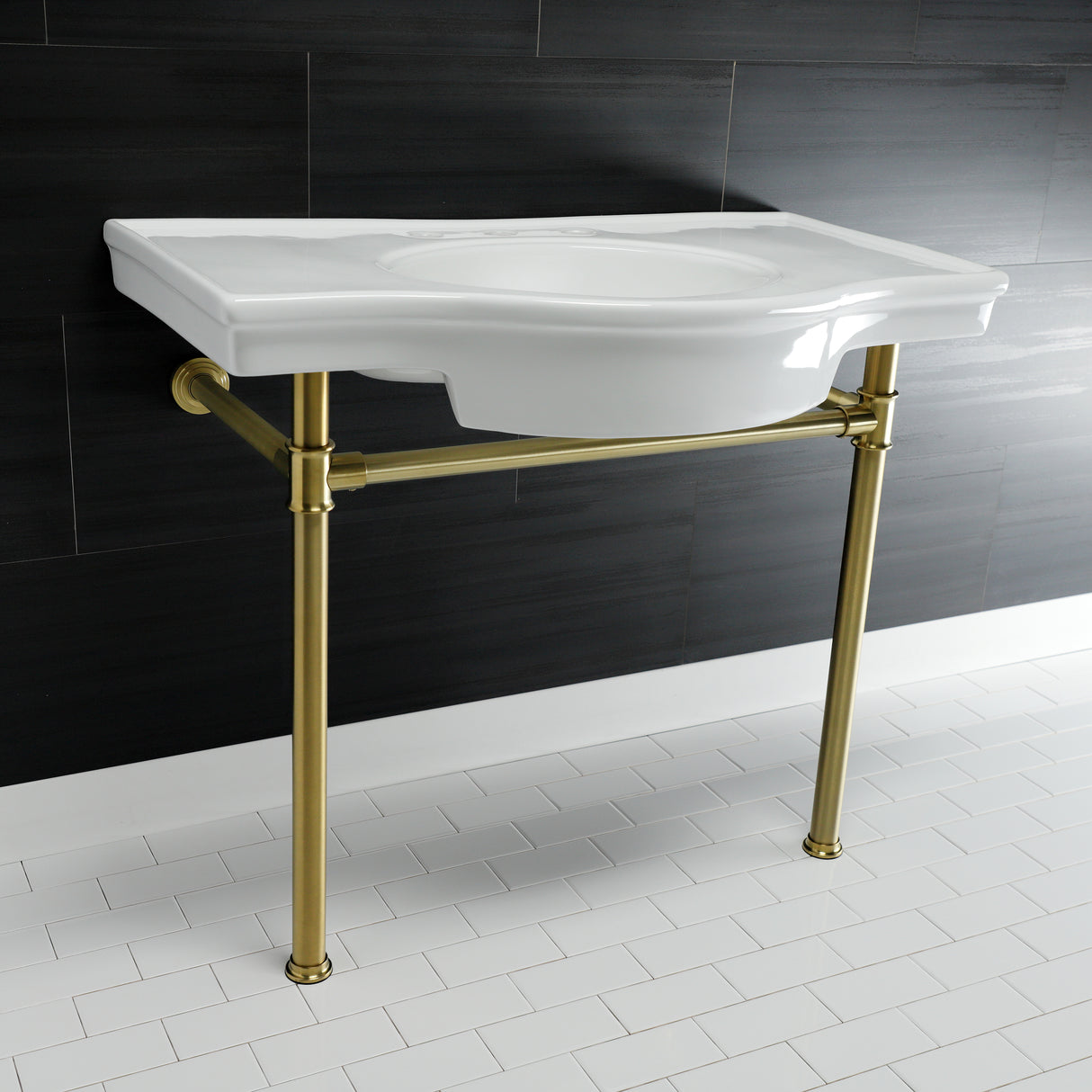 Templeton 37" x 22" Ceramic Console Sink with Stainless Steel Legs